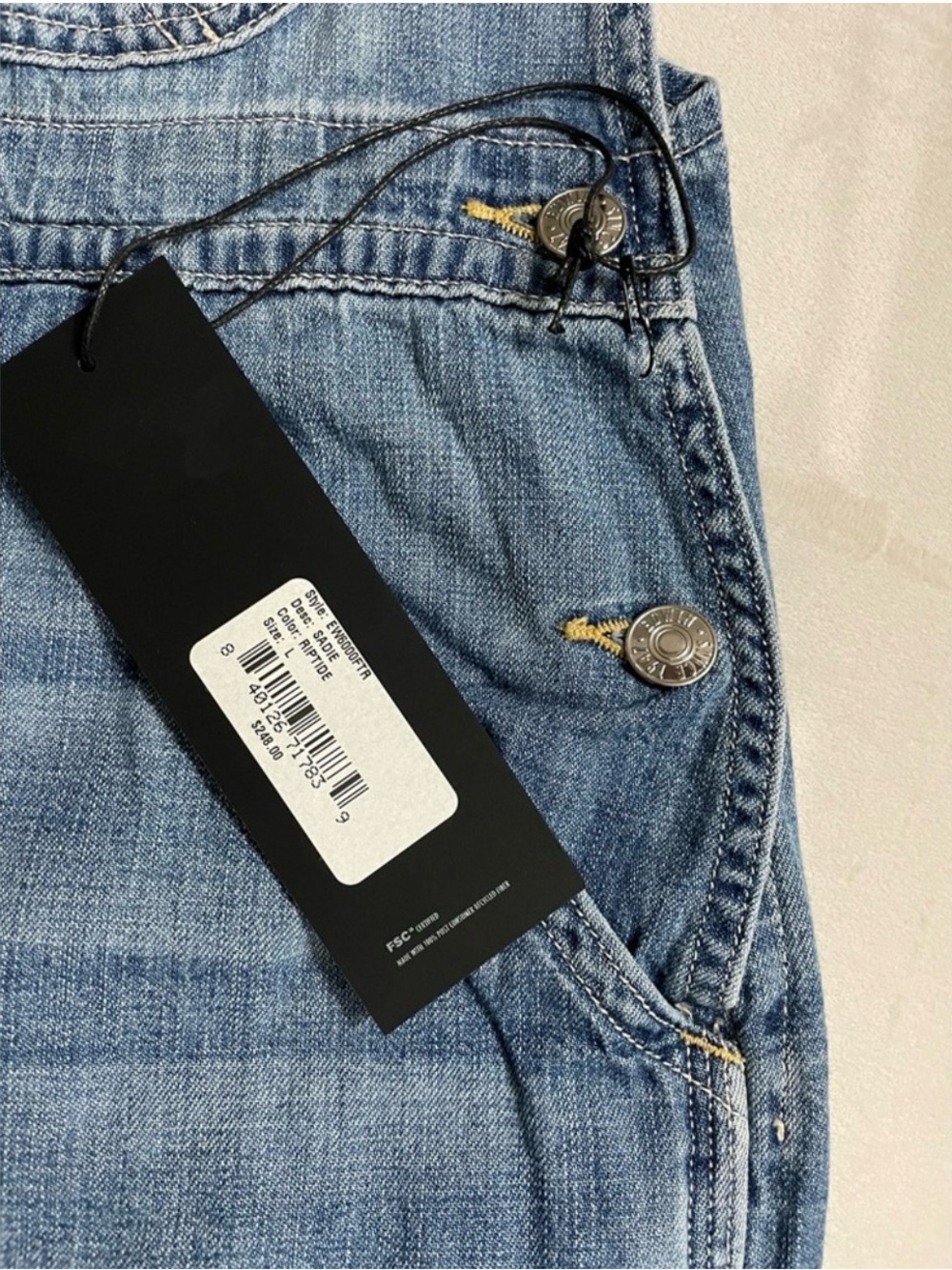NWT Anthropologie Edwin Sadie Utility Denim Overalls RipTide Size L - Picture 6 of 10